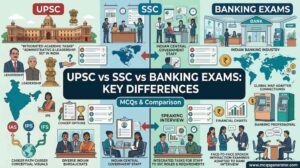 Difference Between UPSC, SSC, and Banking Exams MCQs